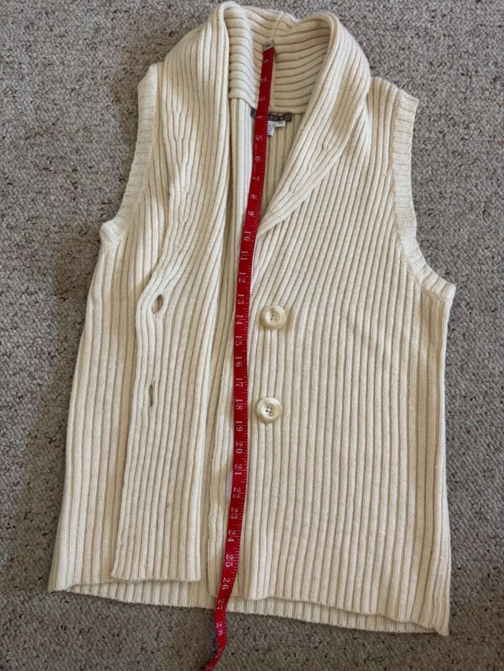 Cream Cardigan Sz M Wool Blend Isabella Bird Sleeveless Ivory Off white